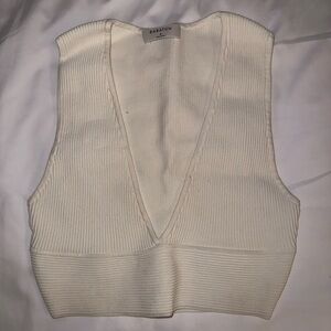Babaton Ivory Ribbed Crop Top